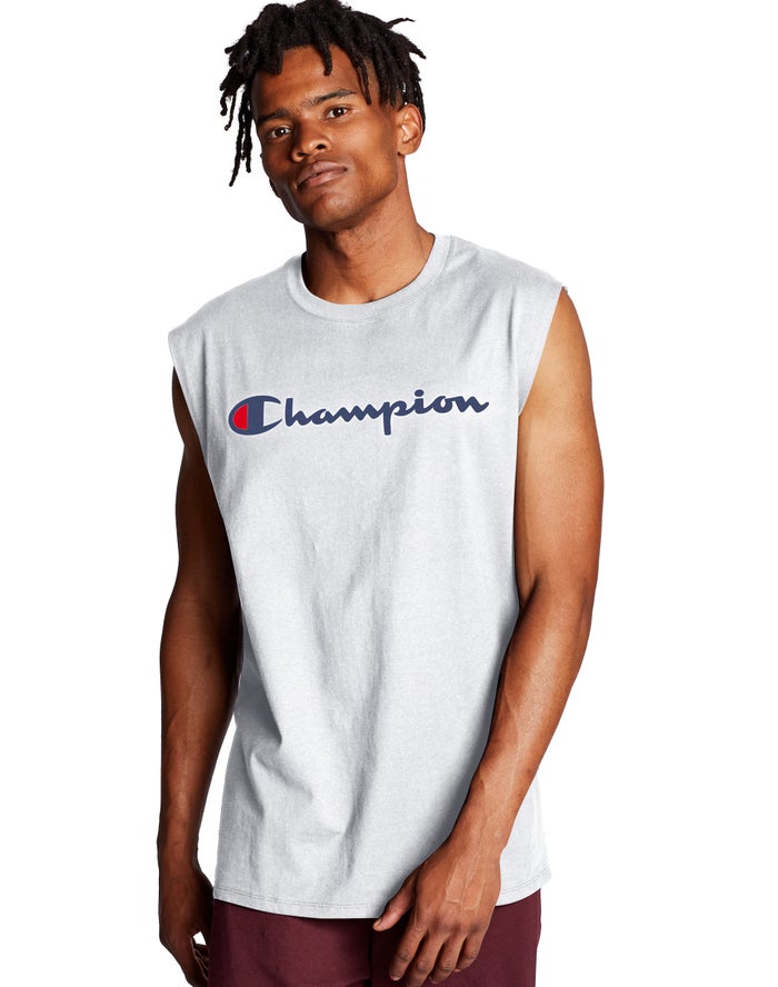 Champion Classic Jersey Script Logo - Miesten Valkoinen Hihaton Paita - Suomi 2580437-DS